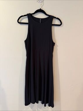Athleta Black Sleeveless A-Line Jersey Mini Dress